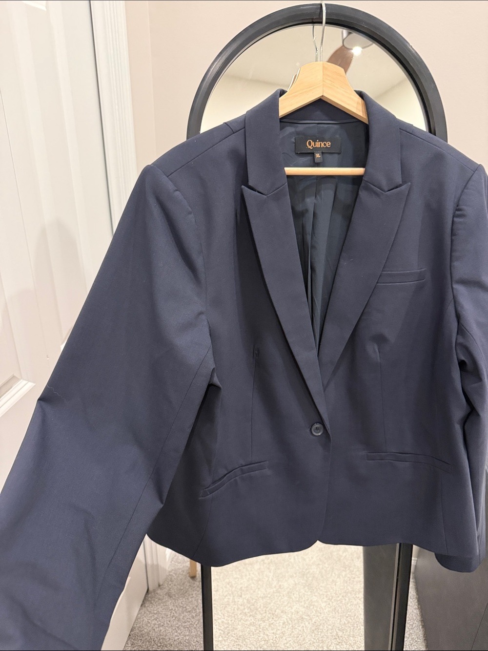 Quince Navy Single-Button Tropical wool Women's Blazer
